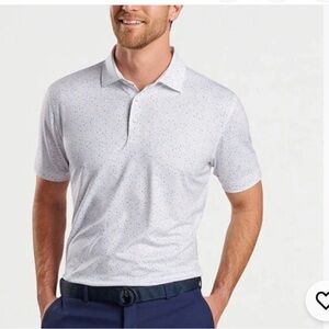 Peter Millar Wine Glass men Polo golf performance shirt summer comfort L white